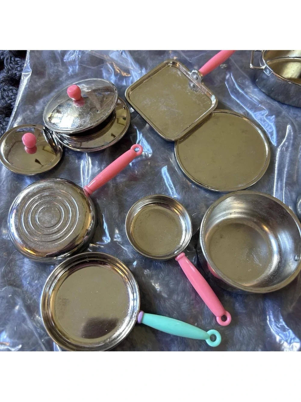 Tyco Kitchen Littles '96 Deluxe Cookware Set Pots Pans Roasters Metal for Barbie